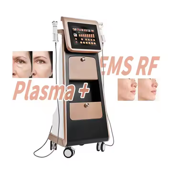Multifunctional Plasma Fractional Rf Ems Muscle Skin Whitening Standing 2 In 1 Plasma Ems Rf Skin Rejuvenation Machine 4 Modes