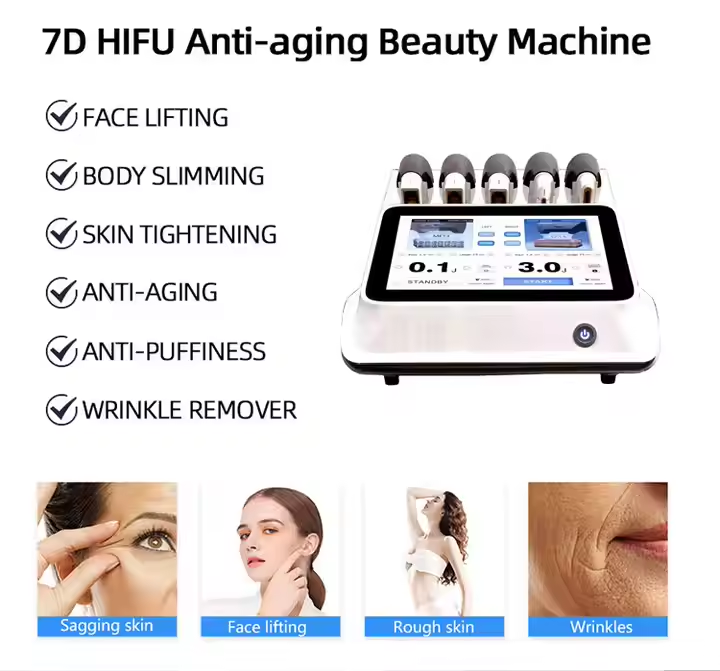 Professional HIFU Machine Face Lifting High Intensity Focused Ultrasound Beauty Skin Rejuvenation Wrinkle Remover 7D HIFU